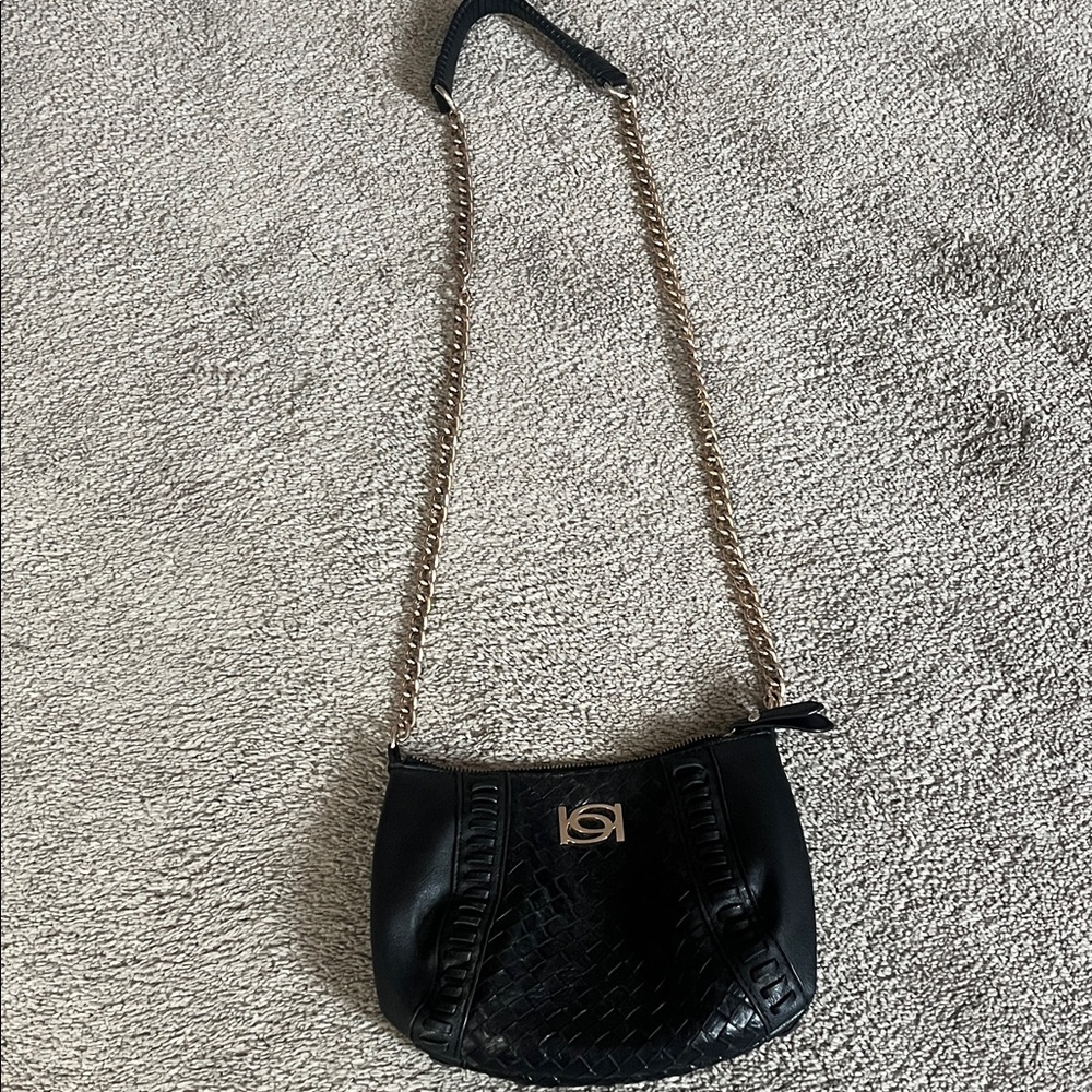 bebe Black Crossbody Bag with Gold Chain